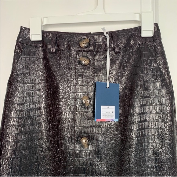 Women’s 0 RACHEL COMEY Target Embossed Chicory Coffee Button Front Midi Skirt - Picture 2 of 10